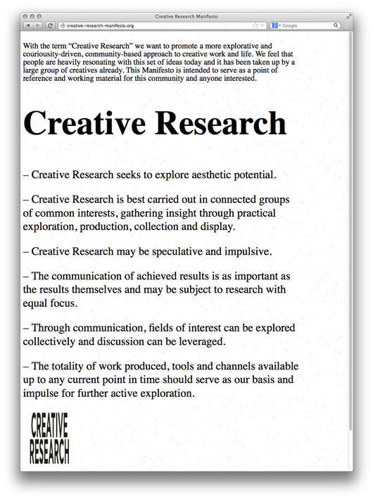 Creative Research Manifesto