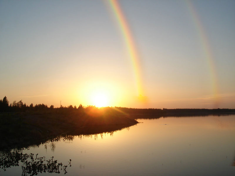 sunset and rainbow